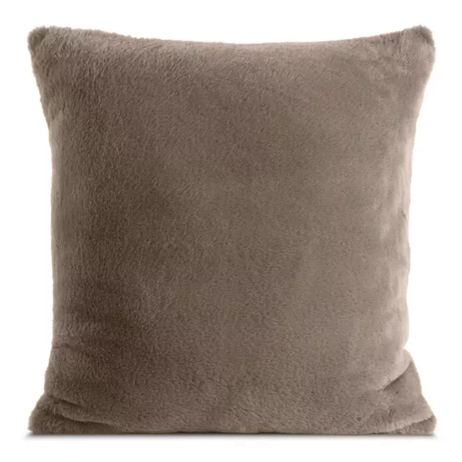 Poszewka na poduszkę 45x45 cm beżowa z miękkiej futrzanej tkaniny NINA
