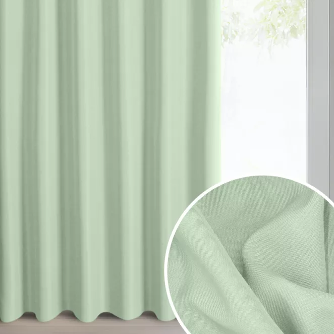 Zasłona jasnozielona z matowej gładkiej tkaniny 140x270 cm taśma RITA