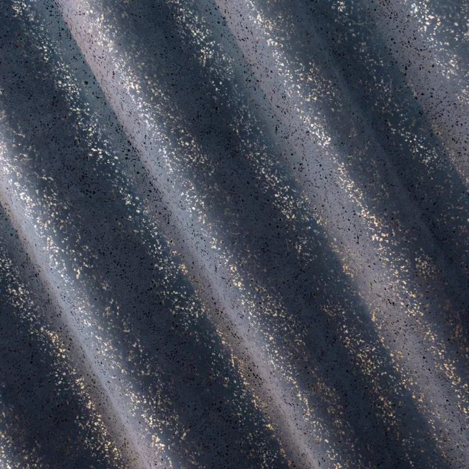 R173/3 Zasłona szyta na taśmie 5 cm STONE niebieska z grubej welwetowej tkaniny w drobny połyskujący wzór