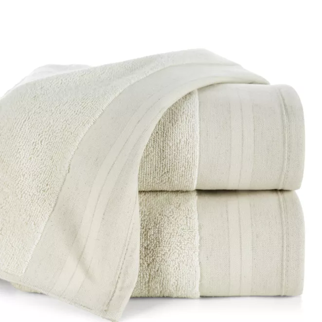 Ręcznik do rąk 30x50 cm bawełniany kolor kremowy z subtelną lnianą bordiurą LINEN - kolekcja SEA SAMMER