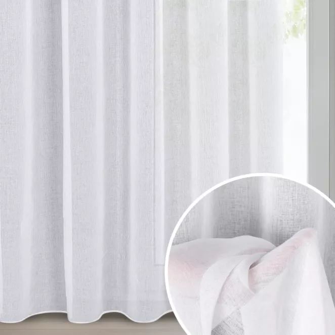 Firana biała z gładkiej matowej etaminy 350x250 cm taśma ELPIDIA