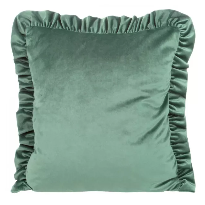 Poszewka na poduszkę 45x45 cm welwetowa kolor miętowy zdobiona na brzegach falbanami VELVET 25 Eurofirany Premium
