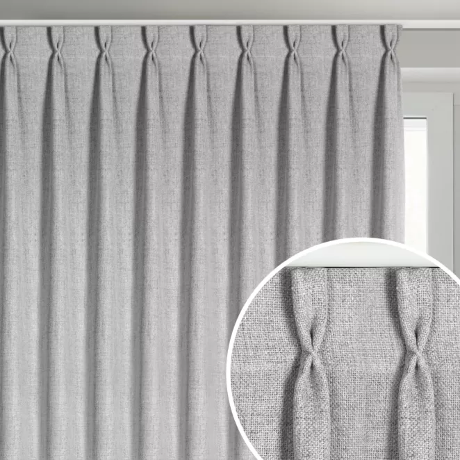 Zasłona srebrna o płóciennym splocie z efektem melanżu 80x270 cm (wymiar podany na gotowo) system flex - JULA