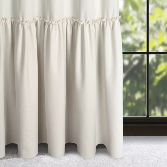 Zasłona naturalna z falbaną z tkaniny o płóciennym splocie 140x250 cm taśma - LENA