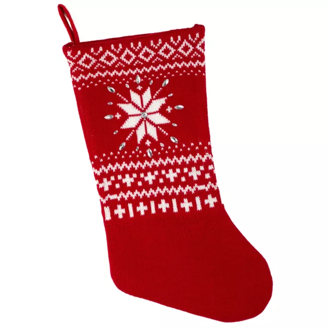 Skarpeta świąteczna z dzianiny ze wzorem