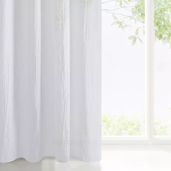 Zasłona biała z lekkiej gniecionej etaminy w stylu eko 140x250 cm przelotka - ZUHLA