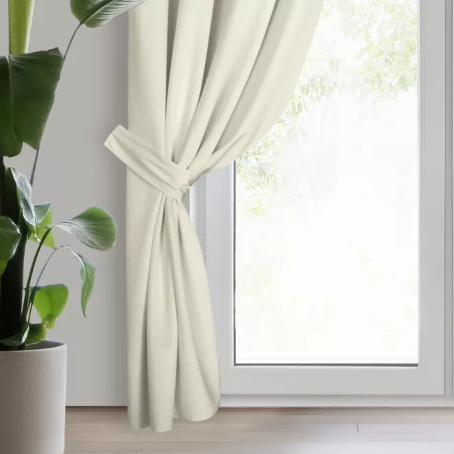 Zasłona welwetowa kremowa, troczek w zestawie 140x270 cm przelotka - ANTARA