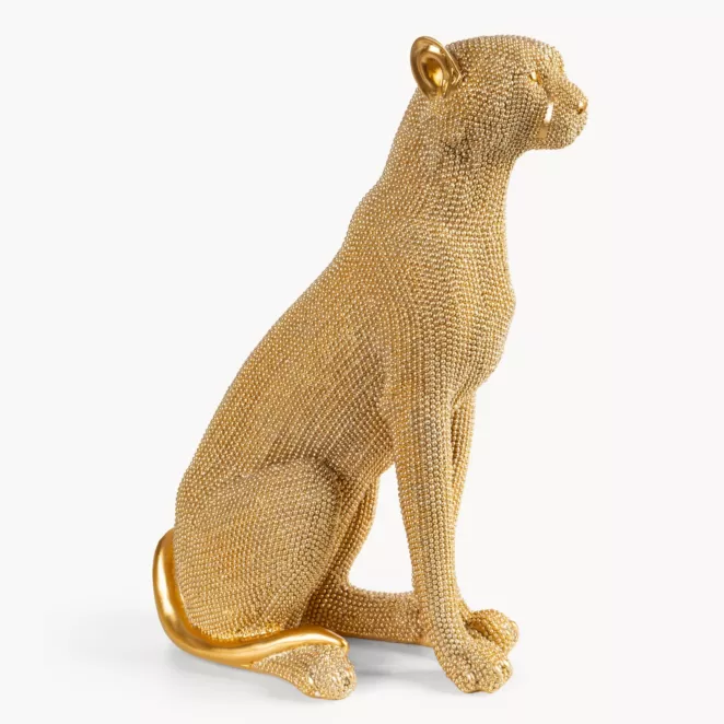 Figurka złota w kształcie geparda o drobnym strukturalnym wzorze 32x16x43 cm ELDO 2