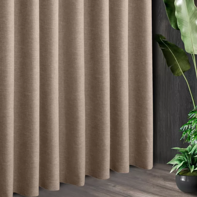 Tkanina zasłonowa zaciemniająca typu blackout, z ozdobnym splotem, z efektem melanżu