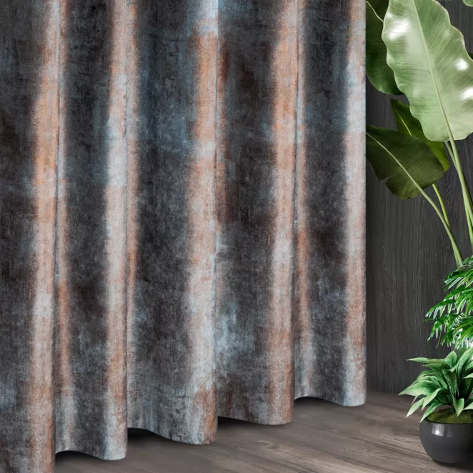 Tkanina zasłonowa gruba, welwetowa, z błyszczącym nadrukiem z kolekcji Eva Minge