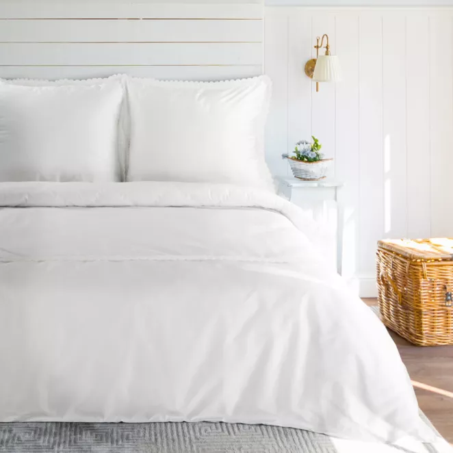 Pościel 160x200 cm z satyny bawełnianej kolor biały zdobiona elegancką koronką RETRO 6