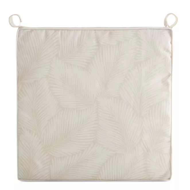Poduszka na krzesło 42 x 42 x 4 cm  wodoodporna beżowo, biała zdobione motywem palmowych liści  GARDEN