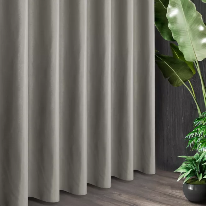 Tkanina zasłonowa z ozdobnym splotem i dodatkiem błyszczącej nici