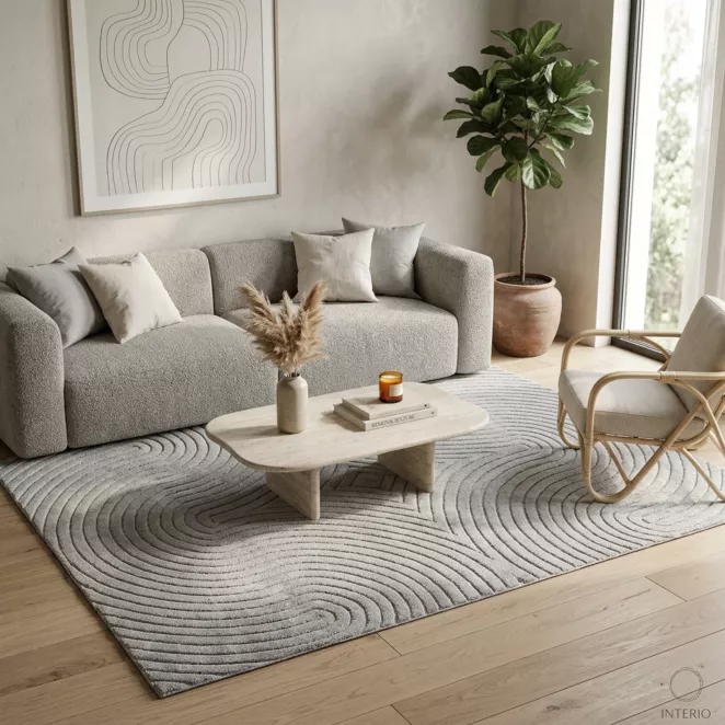Dywan 120x170 cm stalowy z tłoczonym wzorem 3D VENUS BOHO 1