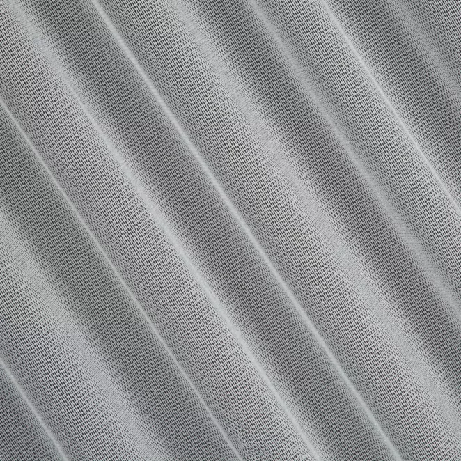 E13/1 Firana szyta na taśmie 5 cm biało srebrna z eleganckiej siatki w stylu glamour z połyskliwą nicią, wykończona obciążnikiem Italissima Eva Minge