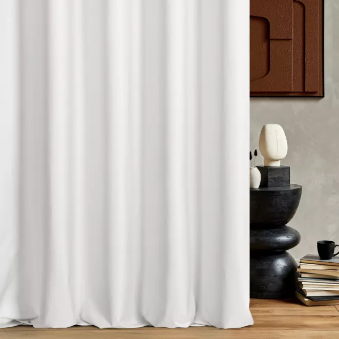 Zasłona szyta na taśmie 5 cm kremowa z dwustronnej tkaniny zaciemniającej 100% blackout