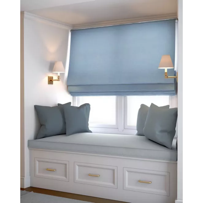 Roleta rzymska ADESSA niebieska z miękkiej tkaniny o welurowej strukturze