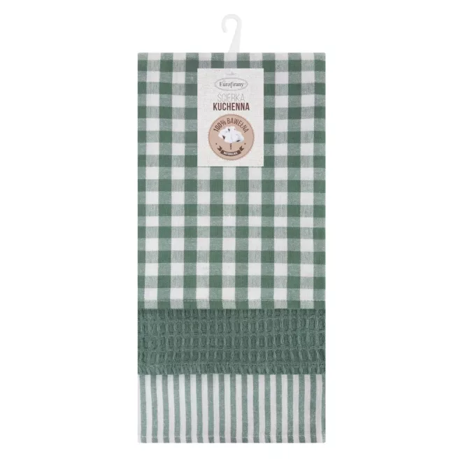 Komplet ściereczek kuchennych  3szt 50x75 cm bawełniany kolor biały,zielony 200 g/m2  LUCY