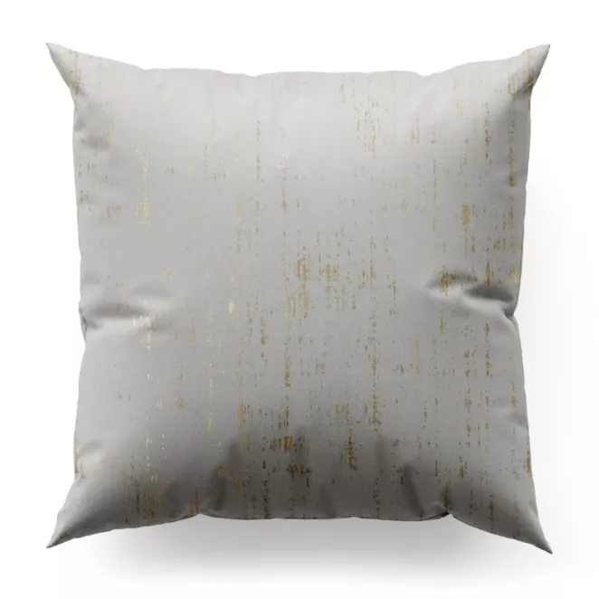 Poszewka szyta biało złocista z miękkiej tkaniny o strukturze weluru z połyskliwym nadrukiem