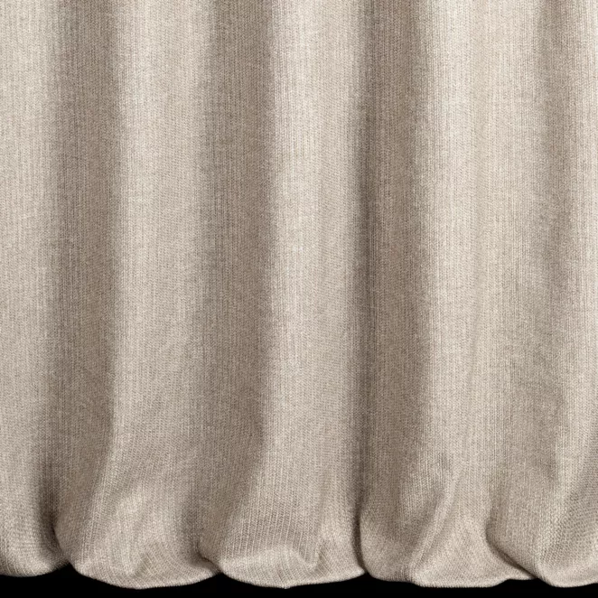 R223/3 Zasłona szyta na taśmie 5 cm jasnobrązowo beżowa z matowej tkaniny o grubym splocie z efektem melanżu