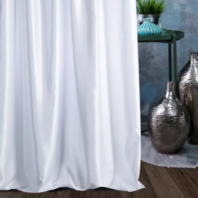 Zasłona szyta na taśmie 5 cm AMAYA biała z jednokolorowej gładkiej tkaniny