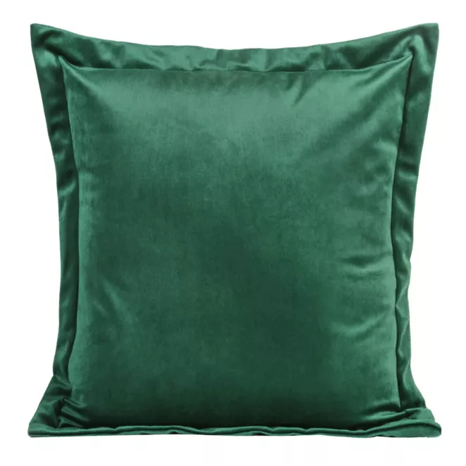 Poszewka na poduszkę 45x45 cm welwetowa ciemnozielona z ozdobnymi brzegami RIA Diva Line