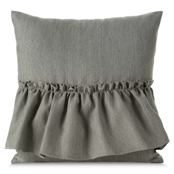 Poszewka na poduszkę 40x40 cm popielata z falbaną z tkaniny o płóciennym splocie LENA