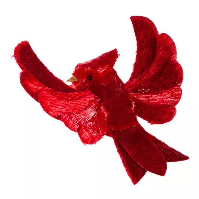 Ozdoba choinkowa PTAK z lśniącego miękkiego materiału, na klipsie