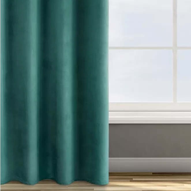 Zasłona ciemnoturkusowa z tkaniny welwetowej 140x250 cm przelotka - ROSA - Design 91