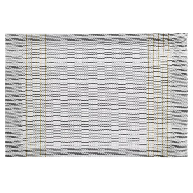 Podkładka na stół biało, złota 30x45 cm KARA zdobiona w subtelna kratkę