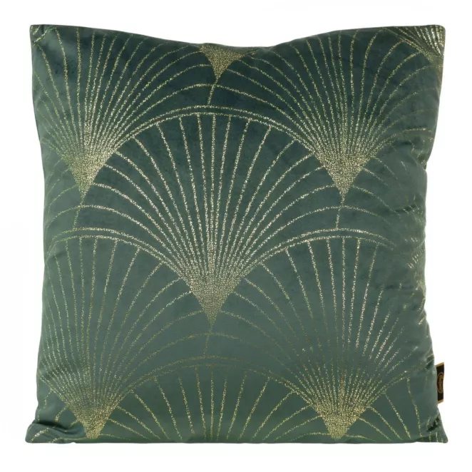 Poszewka na poduszkę 45x45 cm welwetowa kolor ciemnomiętowy ze złotym nadrukiem BLINK 21