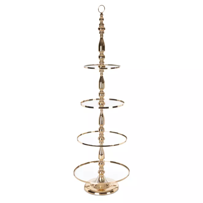 Patera dekoracyjna MARI z czterema piętrami i metalowej podstawie