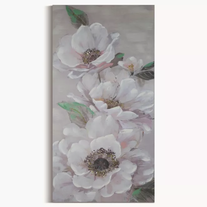 Obraz FLOWERY  ręcznie malowany na płótnie kwiat podkreślony lśniącymi akcentami