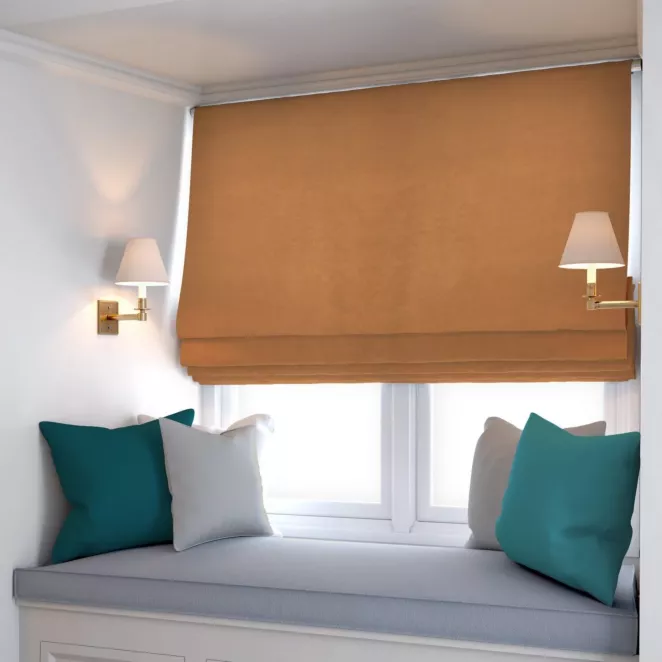 Roleta rzymska ENYA pomarańczowa z miękkiej półmatowej tkaniny welwetowej
