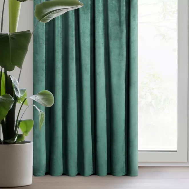 Zasłona welwetowa ciemnoturkusowa gładka 140x300 cm taśma - PIERRE