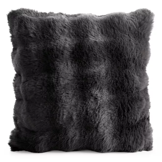 Poszewka na poduszkę 45x45 cm z futerka kolor stalowy zdobiona efektem 3D LILY