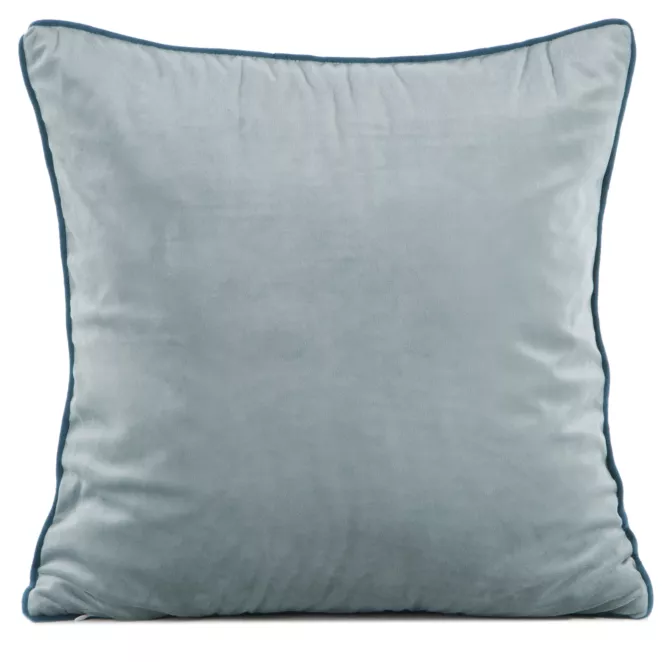 Poszewka na poduszkę 60x60 cm welwetowa kolor szałwiowy o delikatnym połysku z ozdobną lamówką GAJA 2