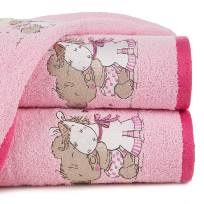 Ręcznik kąpielowy dziecięcy 50x90 cm bawełniany kolor różowy 450 g/m2 BABY 43