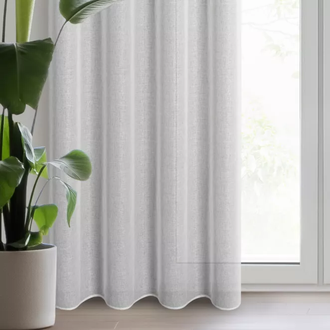 Firana biało, szampańska z gładkiej etaminy z efektem połysku 140x250 cm przelotka LENA