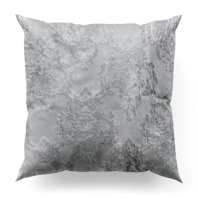 Poszewka szyta RICCA srebrna nowoczesna z wypukłym wzorem ornamentowym i połyskiem