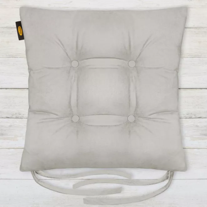 Poduszka na krzesło dwustronna 40 x 40 x 8 cm welurowa jasnoszara ADORE Eurofirany