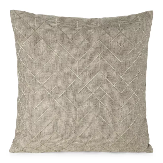 Poszewka na poduszkę 45x45 cm kolor beżowy z złotym geometrycznym haftem MILA