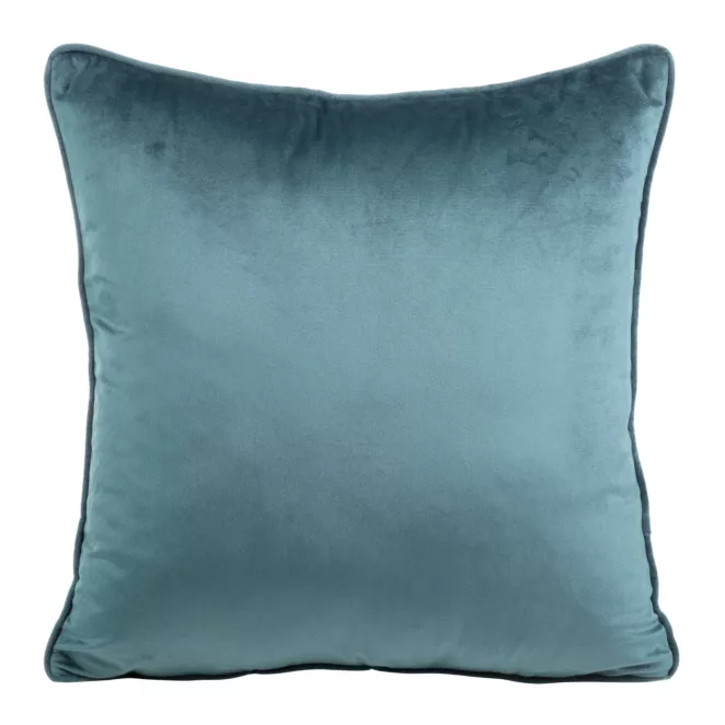 Poszewka na poduszkę 40x40 cm welwetowa kolor ciemnoniebieski, szałwiowy z ozdobną wypustką na brzegach MEL