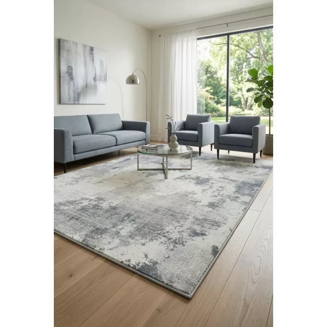 Dywan 60x100 cm srebrny nowoczesny cieniowany ANEMON