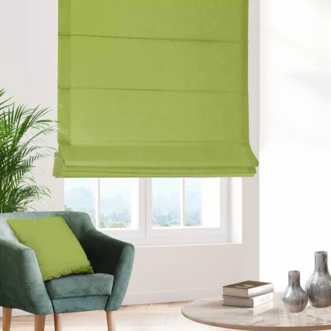 Roleta rzymska oliwkowa z miękkiej tkaniny o welurowej strukturze