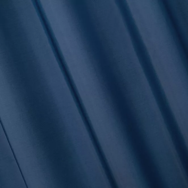 L108/13 Zasłona szyta na taśmie 5 cm granatowa z gładkiej tkaniny z delikatnym połyskiem
