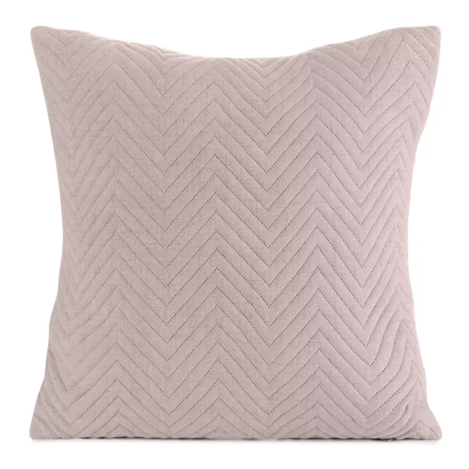 Poszewka na poduszkę 45x45 cm o strukturze lnu pikowana metodą hot press w wzór jodełki różowa LEN Eurofirany Premium