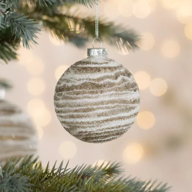 Szklana bombka choinkowa z wzorem strukturalnym w stylu boho