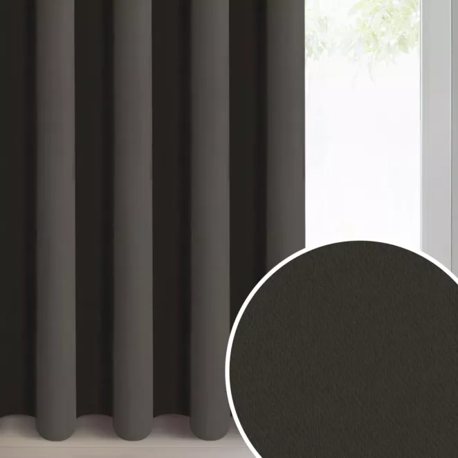 Zasłona grafitowa zaciemniająca gładka półmatowa 135x270 cm taśma - LOGAN
