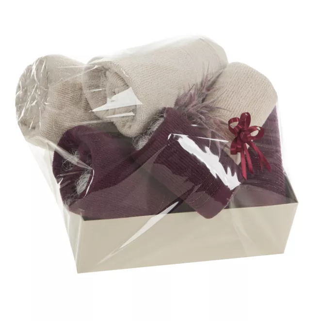 Zestaw ręczników bawełnianych na prezent 2 szt 30x50 cm,2 szt 50x90 cm,2 szt 70x140 cm kolor burgundowy, beżowy z wytłaczanymi paseczkami